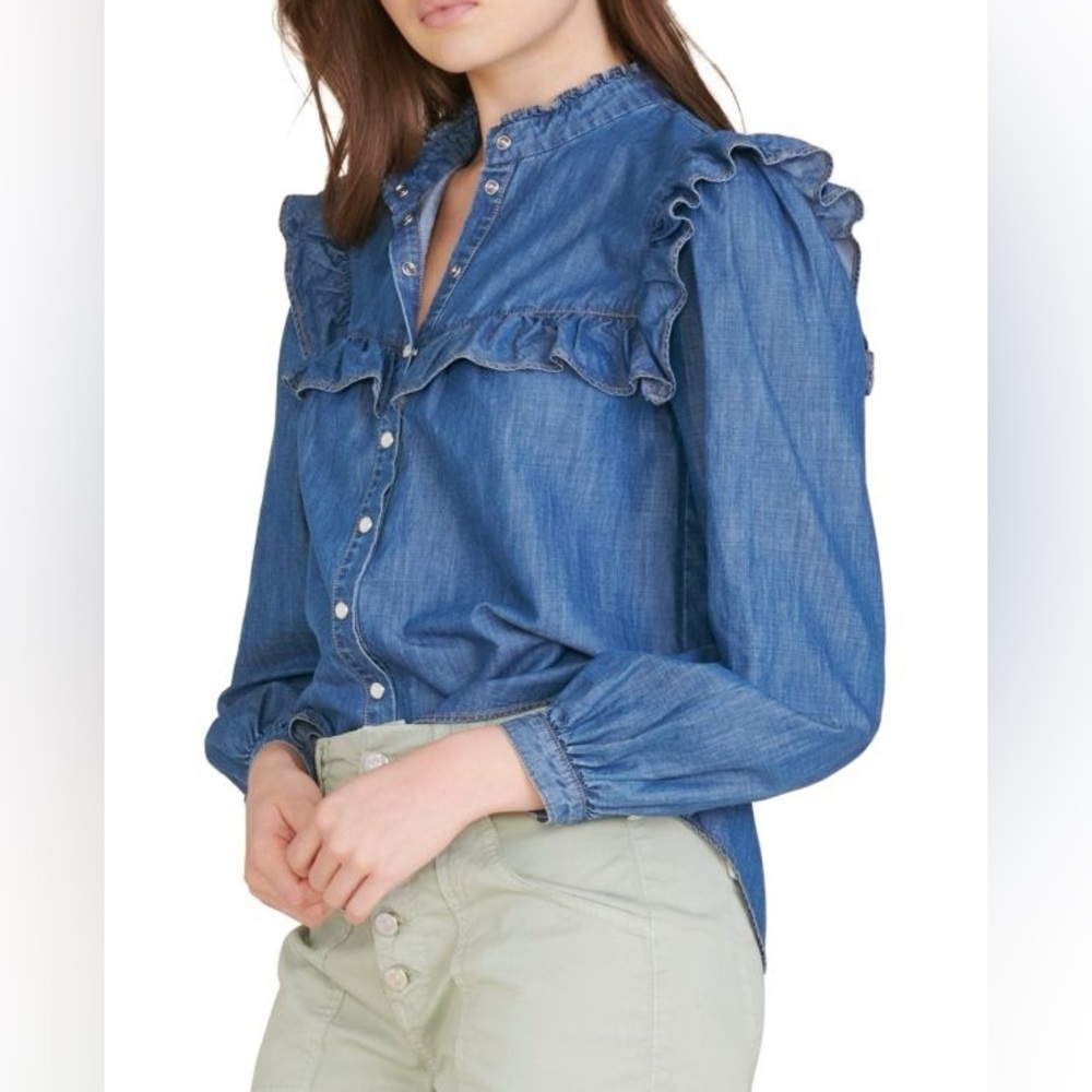VERONICA BEARD
Tes Ruffled Denim Button Down (T2) - Picture 5 of 9